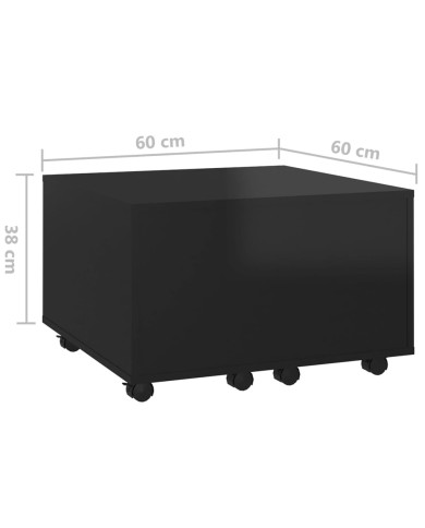 Table basse Noir brillant 60x60x38 cm Aggloméré