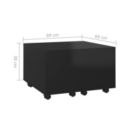 Table basse Noir brillant 60x60x38 cm Aggloméré