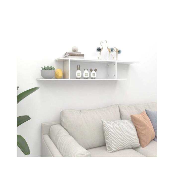 Étagère TV murale Blanc brillant 125x18x23 cm Aggloméré