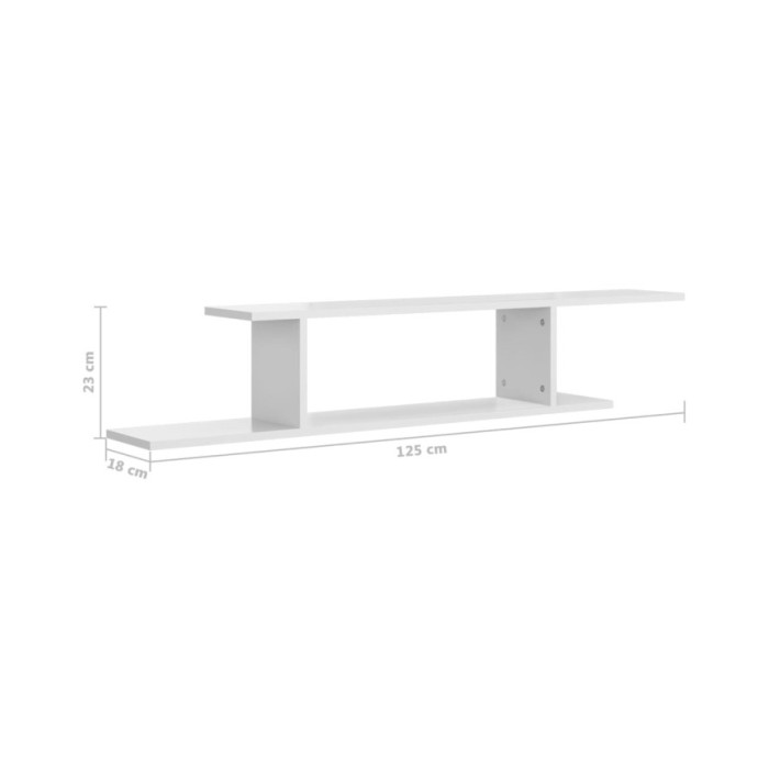 Étagère TV murale Blanc brillant 125x18x23 cm Aggloméré