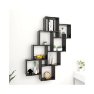 Étagère cube murale Noir brillant 90x15x119 cm Aggloméré