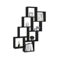 Étagère cube murale Noir brillant 90x15x119 cm Aggloméré