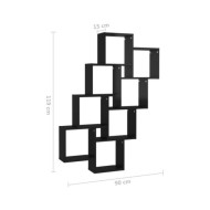Étagère cube murale Noir brillant 90x15x119 cm Aggloméré
