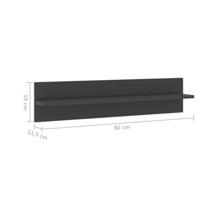 Étagères murales 4 pcs Gris brillant 80x11,5x18 cm Aggloméré