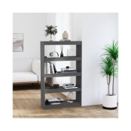 Bibliothèque/Séparateur de pièce Gris 80x30x135,5 cm Pin solide