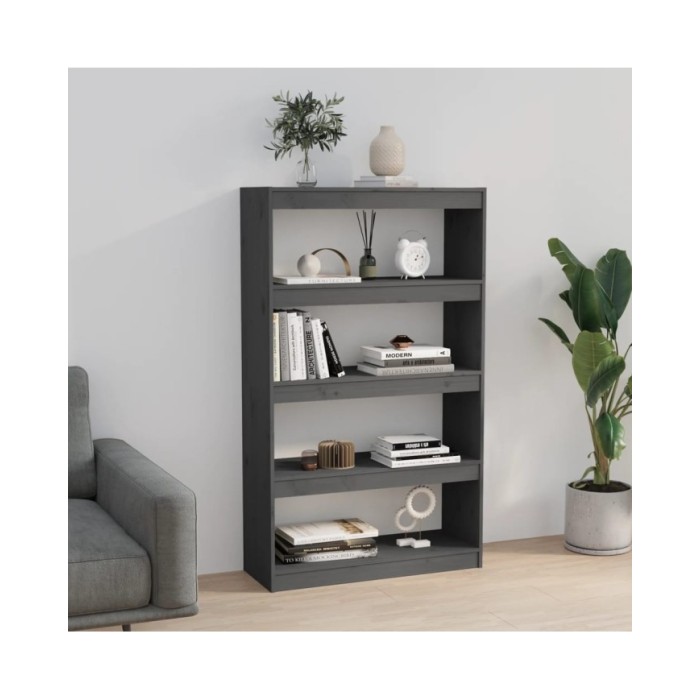 Bibliothèque/Séparateur de pièce Gris 80x30x135,5 cm Pin solide