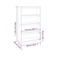 Bibliothèque/Séparateur de pièce Gris 80x30x135,5 cm Pin solide