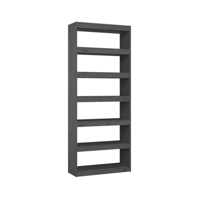 Bibliothèque/Séparateur de pièce Gris 80x30x199,5 cm Pin solide