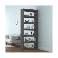 Bibliothèque/Séparateur de pièce Gris 80x30x199,5 cm Pin solide