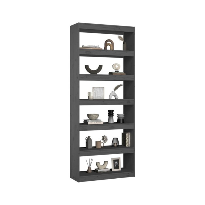 Bibliothèque/Séparateur de pièce Gris 80x30x199,5 cm Pin solide
