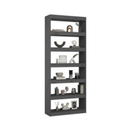 Bibliothèque/Séparateur de pièce Gris 80x30x199,5 cm Pin solide