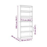 Bibliothèque/Séparateur de pièce Gris 80x30x199,5 cm Pin solide