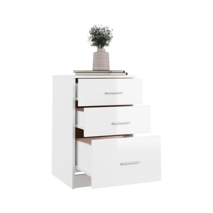 Table de chevet Blanc brillant 40x40x63 cm Bois d’ingénierie