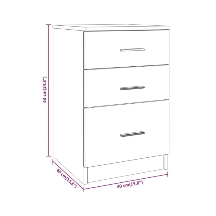 Table de chevet Blanc brillant 40x40x63 cm Bois d’ingénierie