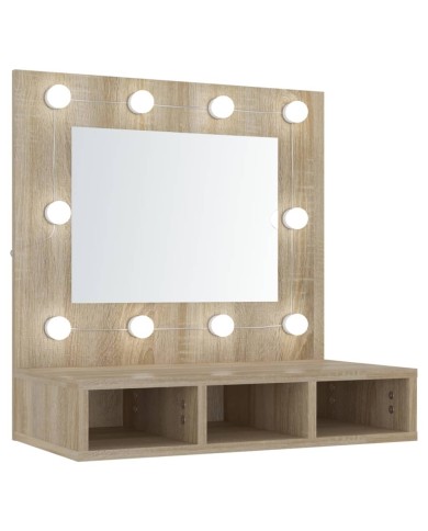Armoire à miroir avec LED Chêne sonoma 60x31,5x62 cm