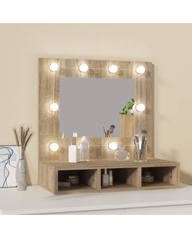 Armoire à miroir avec LED Chêne sonoma 60x31,5x62 cm