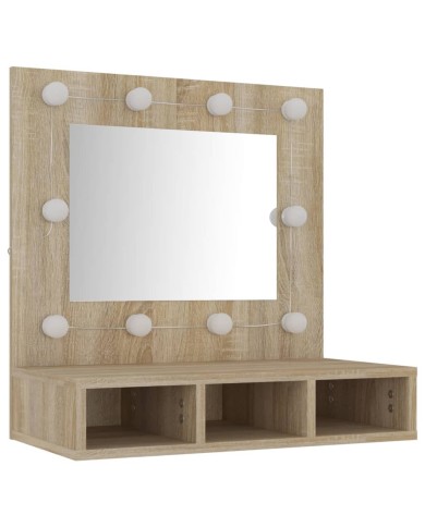 Armoire à miroir avec LED Chêne sonoma 60x31,5x62 cm