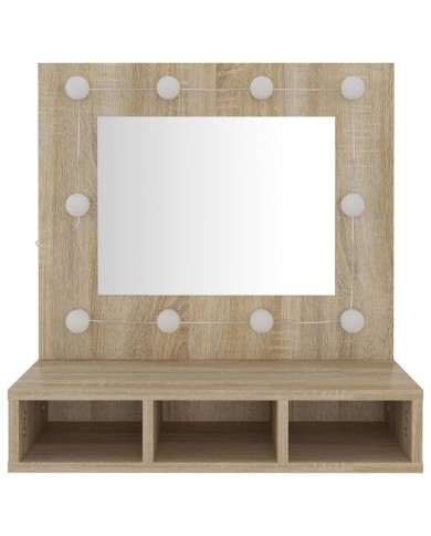 Armoire à miroir avec LED Chêne sonoma 60x31,5x62 cm
