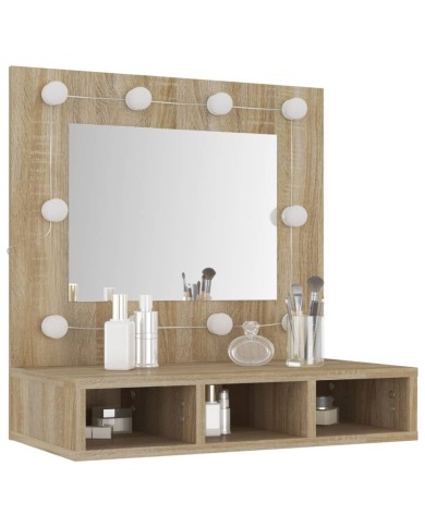 Armoire à miroir avec LED Chêne sonoma 60x31,5x62 cm