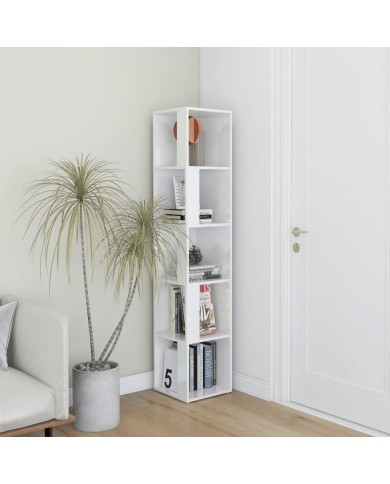Armoire d'angle Blanc brillant 33x33x164,5 cm Aggloméré