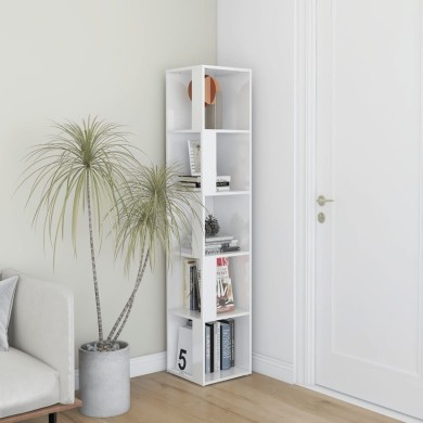 Armoire d'angle Blanc brillant 33x33x164,5 cm Aggloméré