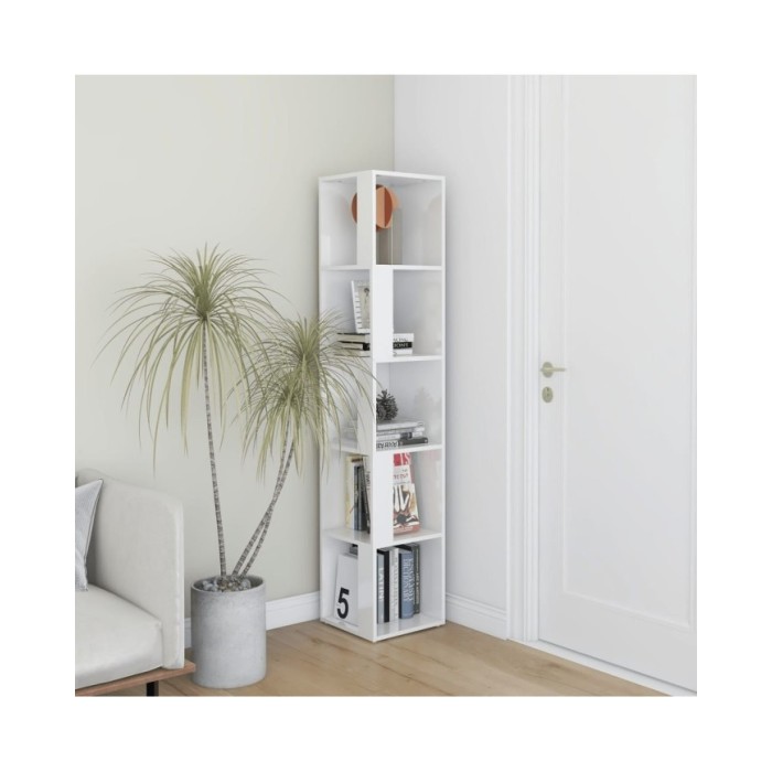 Armoire d'angle Blanc brillant 33x33x164,5 cm Aggloméré
