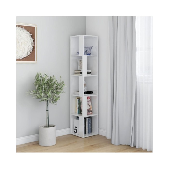 Armoire d'angle Blanc brillant 33x33x164,5 cm Aggloméré