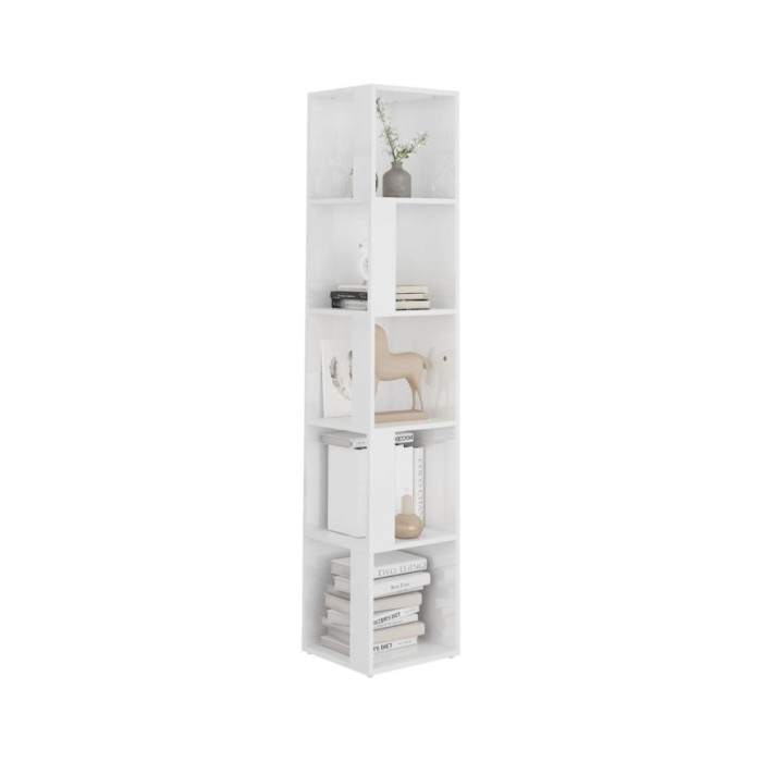 Armoire d'angle Blanc brillant 33x33x164,5 cm Aggloméré