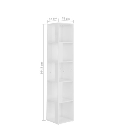 Armoire d'angle Blanc brillant 33x33x164,5 cm Aggloméré