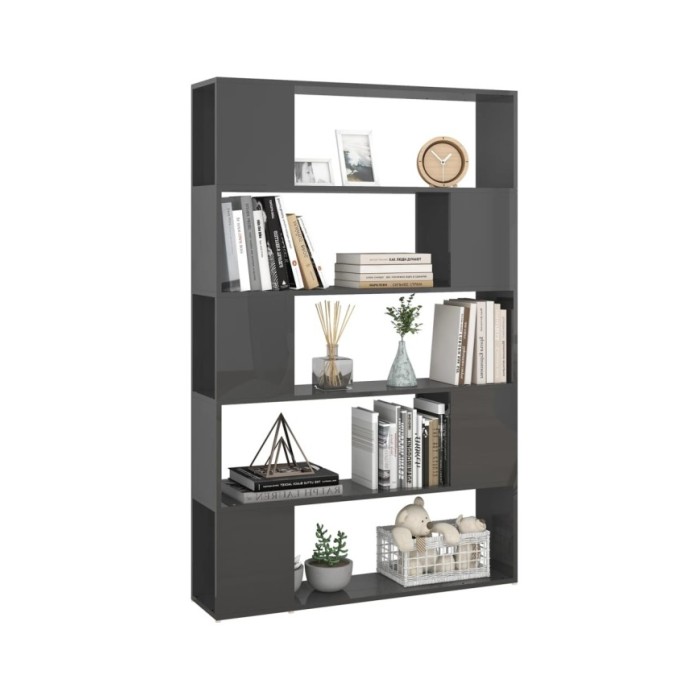 Bibliothèque/Séparateur de pièce Gris brillant Aggloméré