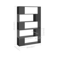 Bibliothèque/Séparateur de pièce Gris brillant Aggloméré