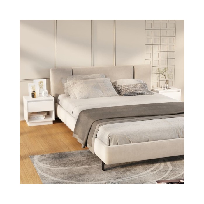 Tables de chevet 2 pcs Blanc brillant 45x34x44 cm Aggloméré