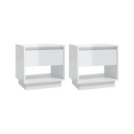 Tables de chevet 2 pcs Blanc brillant 45x34x44 cm Aggloméré