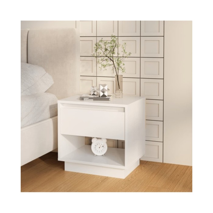 Tables de chevet 2 pcs Blanc brillant 45x34x44 cm Aggloméré