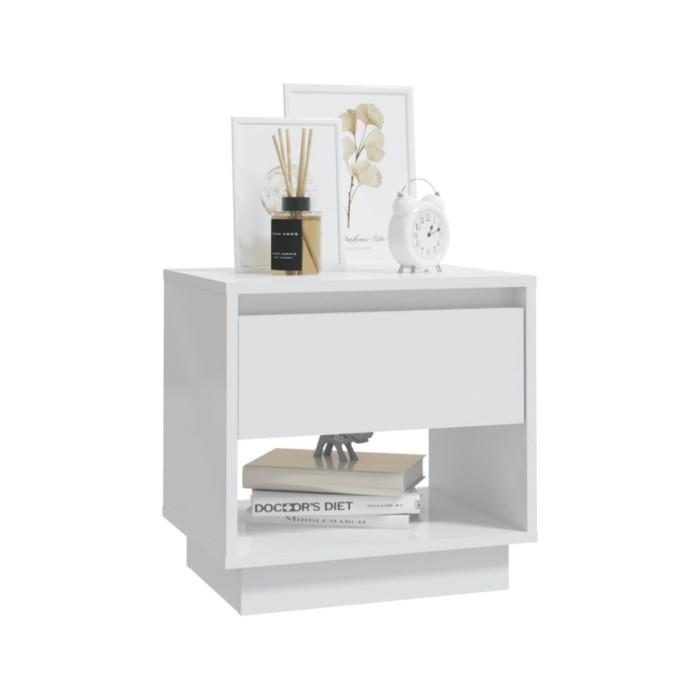 Tables de chevet 2 pcs Blanc brillant 45x34x44 cm Aggloméré