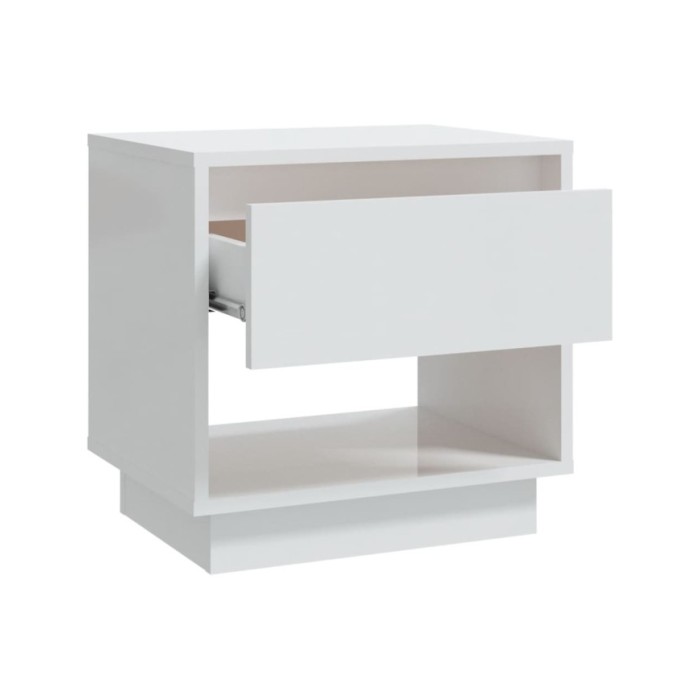 Tables de chevet 2 pcs Blanc brillant 45x34x44 cm Aggloméré