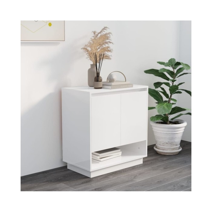Buffet Blanc brillant 70x41x75 cm Aggloméré