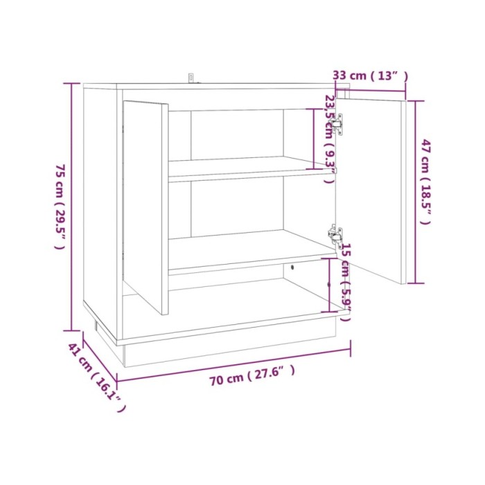 Buffet Blanc brillant 70x41x75 cm Aggloméré