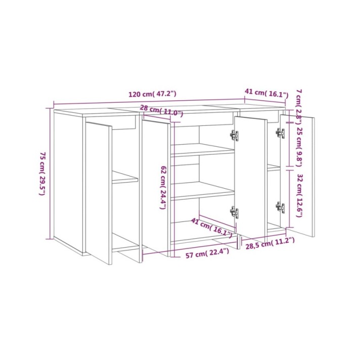 Buffet Chêne sonoma 120x41x75 cm Aggloméré