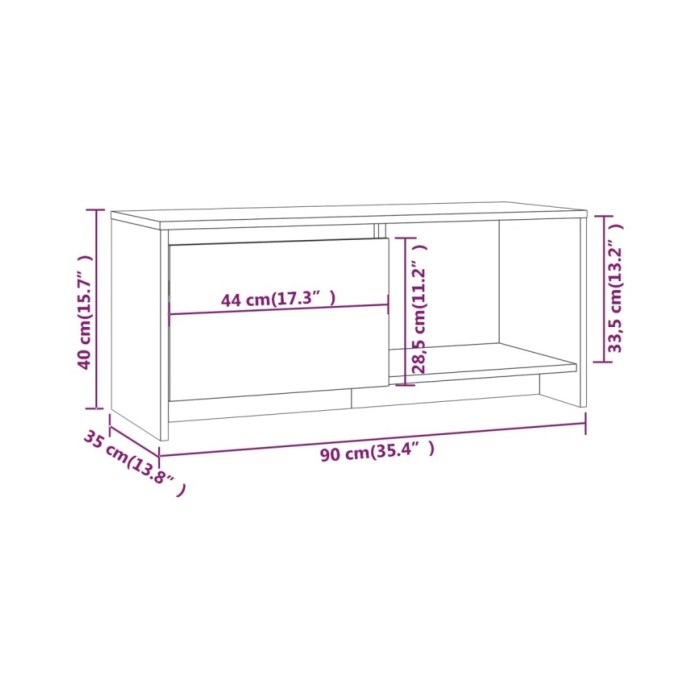 Meuble TV Chêne sonoma 90x35x40 cm Aggloméré