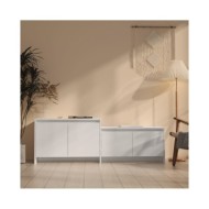 Meuble TV Blanc brillant 146,5x35x50 cm Aggloméré