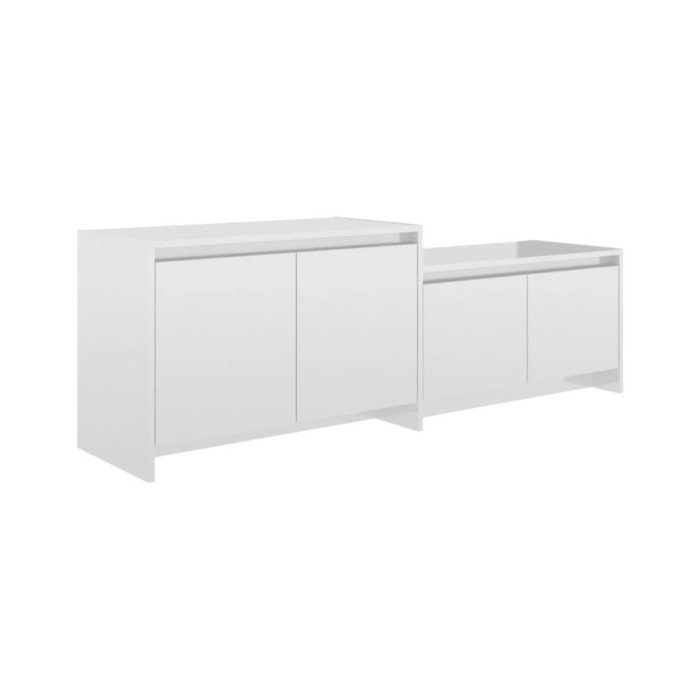 Meuble TV Blanc brillant 146,5x35x50 cm Aggloméré