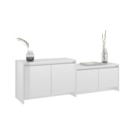 Meuble TV Blanc brillant 146,5x35x50 cm Aggloméré