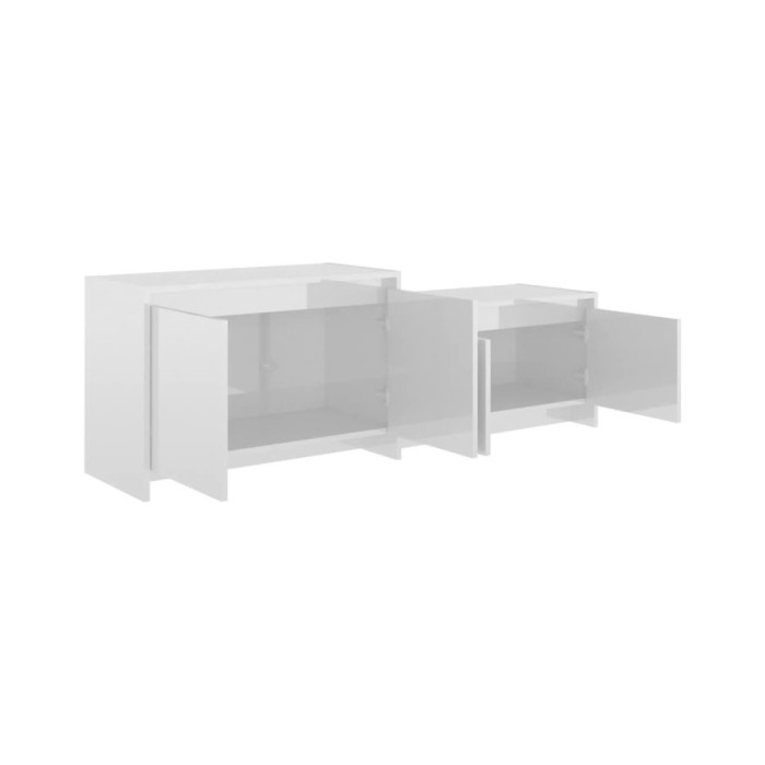 Meuble TV Blanc brillant 146,5x35x50 cm Aggloméré