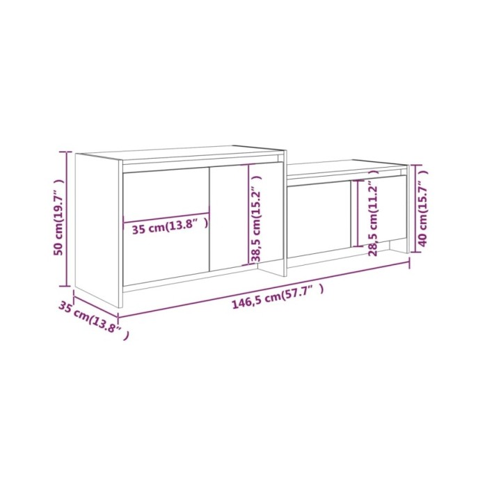 Meuble TV Blanc brillant 146,5x35x50 cm Aggloméré