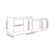 Meuble TV Blanc brillant 146,5x35x50 cm Aggloméré