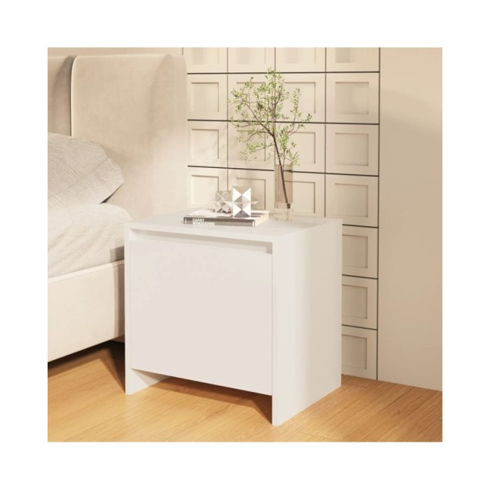 Table de chevet Blanc brillant 45x34x44,5 cm Aggloméré