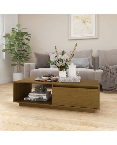 Table basse Marron miel 110x50x33,5 cm Bois de pin massif