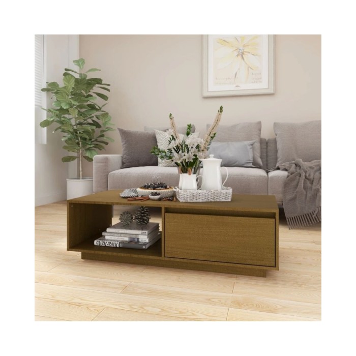 Table basse Marron miel 110x50x33,5 cm Bois de pin massif