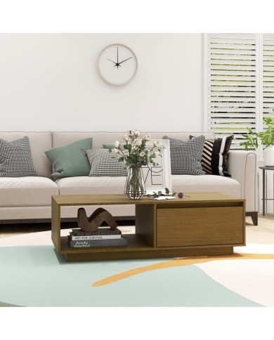 Table basse Marron miel 110x50x33,5 cm Bois de pin massif